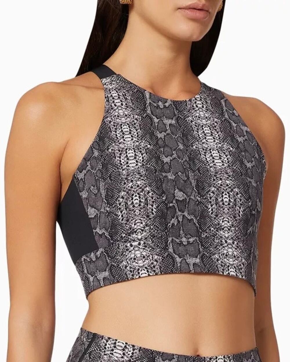 Varley Sherman Boa Snakeskin Print Sports Bra High Neck with Racerback Size XS
